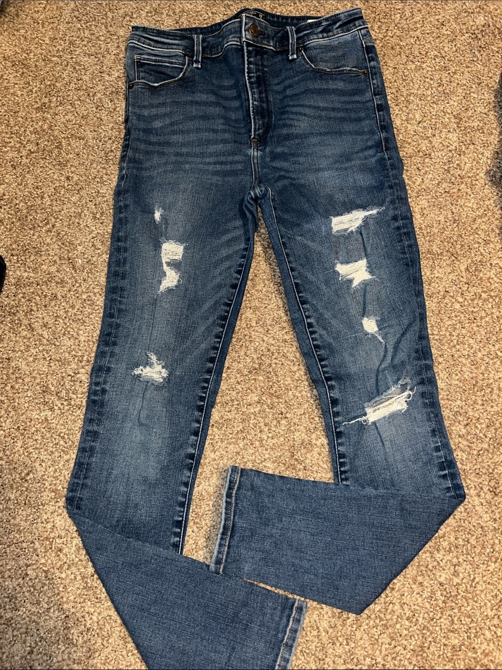 Abercrombie & Fitch Blue Distressed Skinny Jeans
